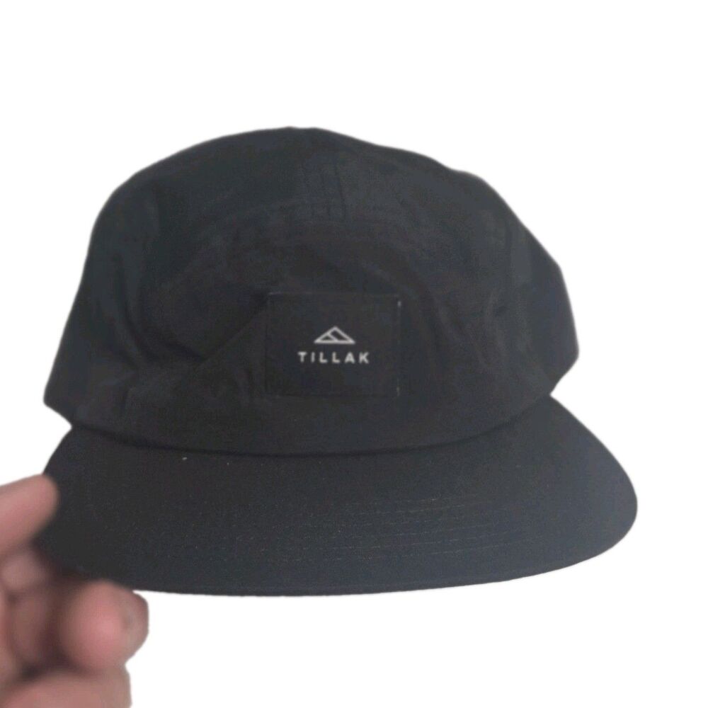 Tillak Wallowa 5-Panel Hat Cap Nylon Strap Back Black Camp Hike Outdoor Gorpcore